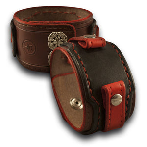 Black, Red, Mahogany Drake Leather Cuff Watch Band with Snaps-Custom Handmade Leather Watch Bands-Rockstar Leatherworks™