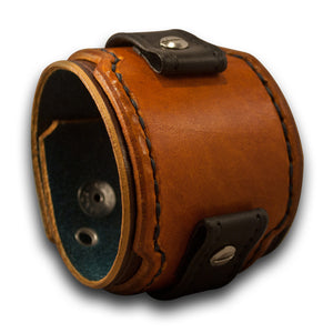Bordeaux & Tan Drake Leather Cuff Watch Band w/ Celtic Snaps-Custom Handmade Leather Watch Bands-Rockstar Leatherworks™