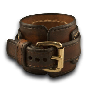 Brown Stressed Rockstar Layered Leather Cuff Watch Band-Custom Handmade Leather Watch Bands-Rockstar Leatherworks™