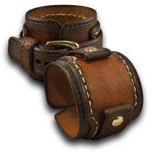 Rockstar Drake Leather Cuff Watch Band in Brown Stressed-Custom Handmade Leather Watch Bands-Rockstar Leatherworks™