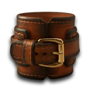 Canyon Tan Stressed Rockstar Drake Layered Leather Cuff Watch Band-Custom Handmade Leather Watch Bands-Rockstar Leatherworks™