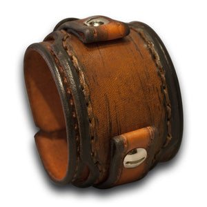 Drake Layered Leather Cuff Watch Band in Canyon Tan Stressed-Custom Handmade Leather Watch Bands-Rockstar Leatherworks™