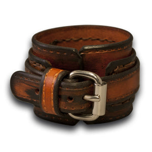 Drake Layered Leather Cuff Watch Band in Canyon Tan Stressed-Custom Handmade Leather Watch Bands-Rockstar Leatherworks™