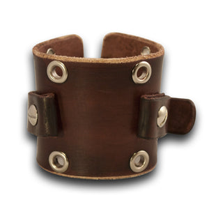 Mahogany Leather Cuff Watch Band with Stainless Eyelets-Custom Handmade Leather Watch Bands-Rockstar Leatherworks™