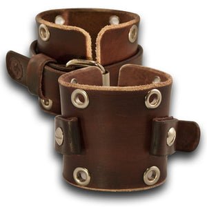 Mahogany Leather Cuff Watch Band with Stainless Eyelets-Custom Handmade Leather Watch Bands-Rockstar Leatherworks™