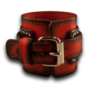 Scarlet & Black Rockstar Drake Layered Leather Cuff Watch Band-Custom Handmade Leather Watch Bands-Rockstar Leatherworks™