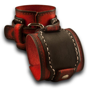 Scarlet & Black Rockstar Drake Layered Leather Cuff Watch Band-Custom Handmade Leather Watch Bands-Rockstar Leatherworks™