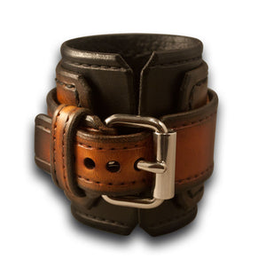 Black & Tan Stressed Layered Leather Cuff Watch-Leather Cuff Watches-Rockstar Leatherworks™