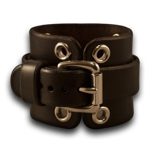 Black Rockstar Leather Cuff Watch - Stainless 42mm Sapphire-Leather Cuff Watches-Rockstar Leatherworks™