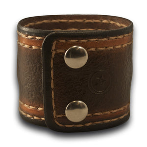 Brown Leather Cuff Watch - 42MM Stainless Sapphire-Leather Cuff Watches-Rockstar Leatherworks™