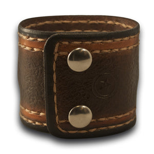 Brown Leather Cuff Watch - 42mm Stainless, Sapphire, 10ATM-Leather Cuff Watches-Rockstar Leatherworks™