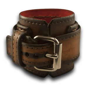 Dark Brown Stressed Drake Leather Cuff Watch with Stitching-Leather Cuff Watches-Rockstar Leatherworks™