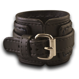 Black Layered Drake Leather Cuff Watch-Leather Cuff Watches-Rockstar Leatherworks™