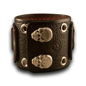 Black Drake Leather Cuff Watch - 42mm Stainless, Eyelets & Snaps-Leather Cuff Watches-Rockstar Leatherworks™