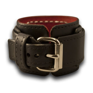 Rockstar Layered Leather Cuff Watch with Stitching & Buckle-Leather Cuff Watches-Rockstar Leatherworks™