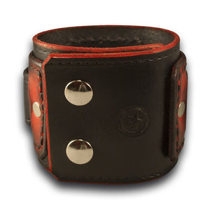 Black & Scarlet Layered Leather Cuff Watch with Snaps-Leather Cuff Watches-Rockstar Leatherworks™