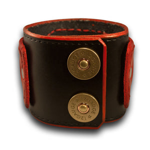 Black & Red Drake Layered Leather Cuff Watch with Shotgun Snaps-Leather Cuff Watches-Rockstar Leatherworks™