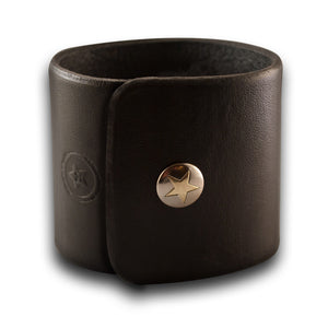 Black Wide Leather Cuff Wristband Bracelet with Snap-Leather Cuffs & Wristbands-Rockstar Leatherworks™