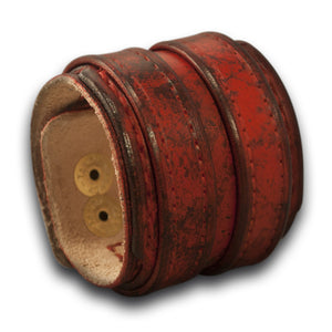 Scarlet Layered Drake Leather Double Strap Cuff with Snaps-Leather Cuffs & Wristbands-Rockstar Leatherworks™
