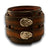 Leather Double Strap Cuff with Layered Cuff & Skull Snaps-Leather Cuffs & Wristbands-Rockstar Leatherworks™