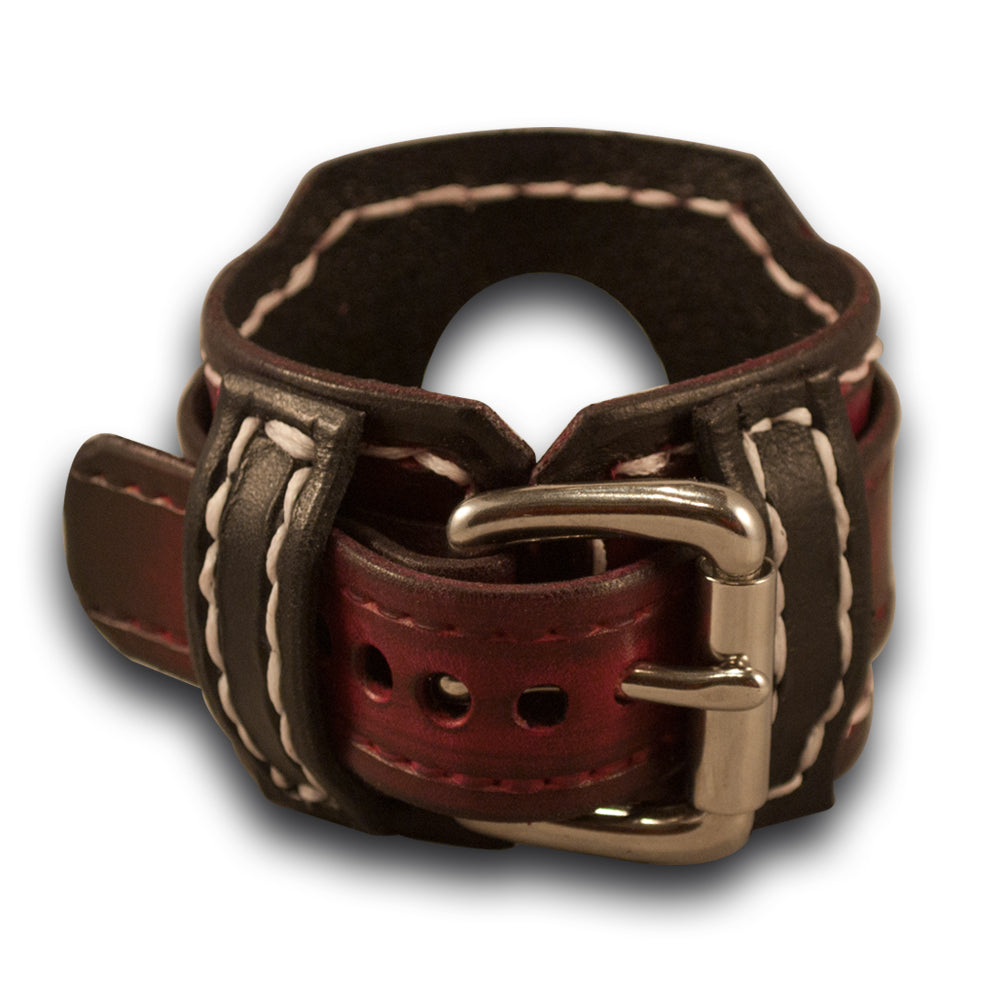 Oxblood Stressed Apple iWatch Leather Cuff Band with Stitching-Custom Handmade Leather Watch Bands-Rockstar Leatherworks™