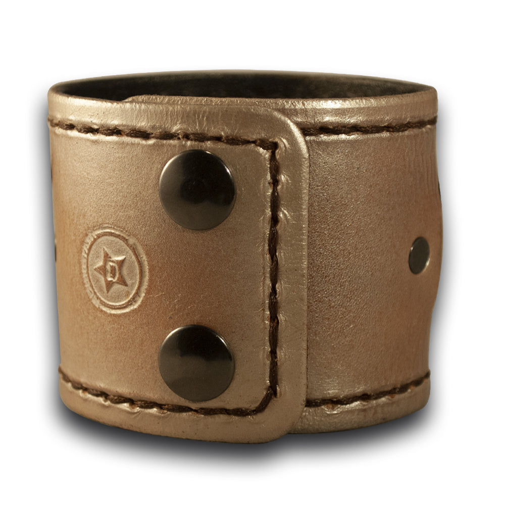 Pearl & Brown Apple iWatch Leather Cuff Watch Band with Snaps-Custom Handmade Leather Watch Bands-Rockstar Leatherworks™