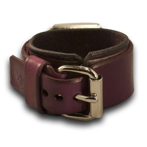 Purple Leather Cuff Watch with Red Watch Face-Leather Cuff Watches-Rockstar Leatherworks™