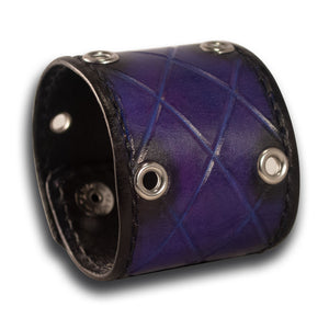 Purple Stressed Quilted Cuff Wristband with Diablo Snaps-Leather Cuffs & Wristbands-Rockstar Leatherworks™