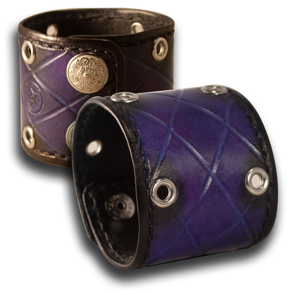 4544-Lampwork & Leather Bracelet Supplies - Black and Purpl