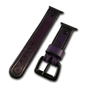 Purple Stressed Leather Apple iWatch Straps & Black Hardware-Custom Handmade Leather Watch Bands-Rockstar Leatherworks™
