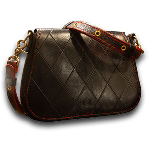 Black Quilted Rose Leather Handbag-Rockstar Leatherworks™