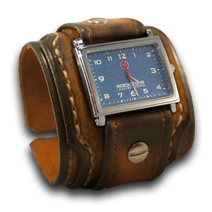 Range Tan Stressed Rockstar Layered Leather Cuff Watch-Leather Cuff Watches-Rockstar Leatherworks™