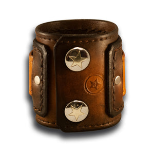 Range Tan Drake Leather Cuff Watch Layered with Double Snaps-Leather Cuff Watches-Rockstar Leatherworks™