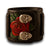 Black Layered & Quilted Cuff with Rose, Skull Snaps & Red Stitching-Leather Cuffs & Wristbands-Rockstar Leatherworks™