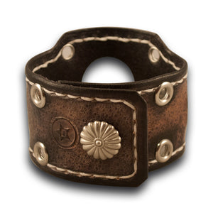 Desert Sand Samsung Leather Cuff Watch Band with Eyelets-Custom Handmade Leather Watch Bands-Rockstar Leatherworks™