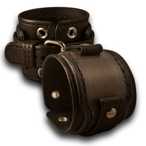 Rockstar Drake Leather Cuff Watch Band in Silver and Black-Custom Handmade Leather Watch Bands-Rockstar Leatherworks™