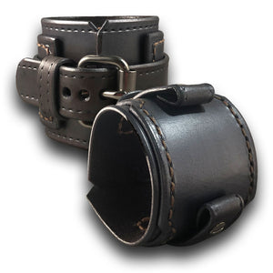 Silver Rockstar Drake Layered Leather Cuff Watch Band-Custom Handmade Leather Watch Bands-Rockstar Leatherworks™