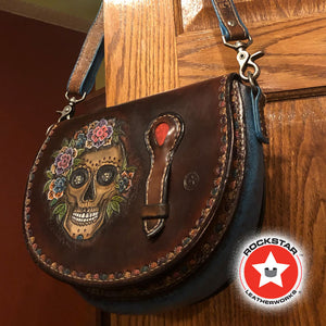 Brown Leather Sugar Skull Handbag-Rockstar Leatherworks™