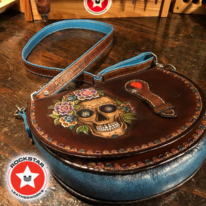 Brown Leather Sugar Skull Handbag-Rockstar Leatherworks™