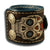Brown Leather 42mm Cuff Watch with Sugar Skull & Snaps-Leather Cuff Watches-Rockstar Leatherworks™